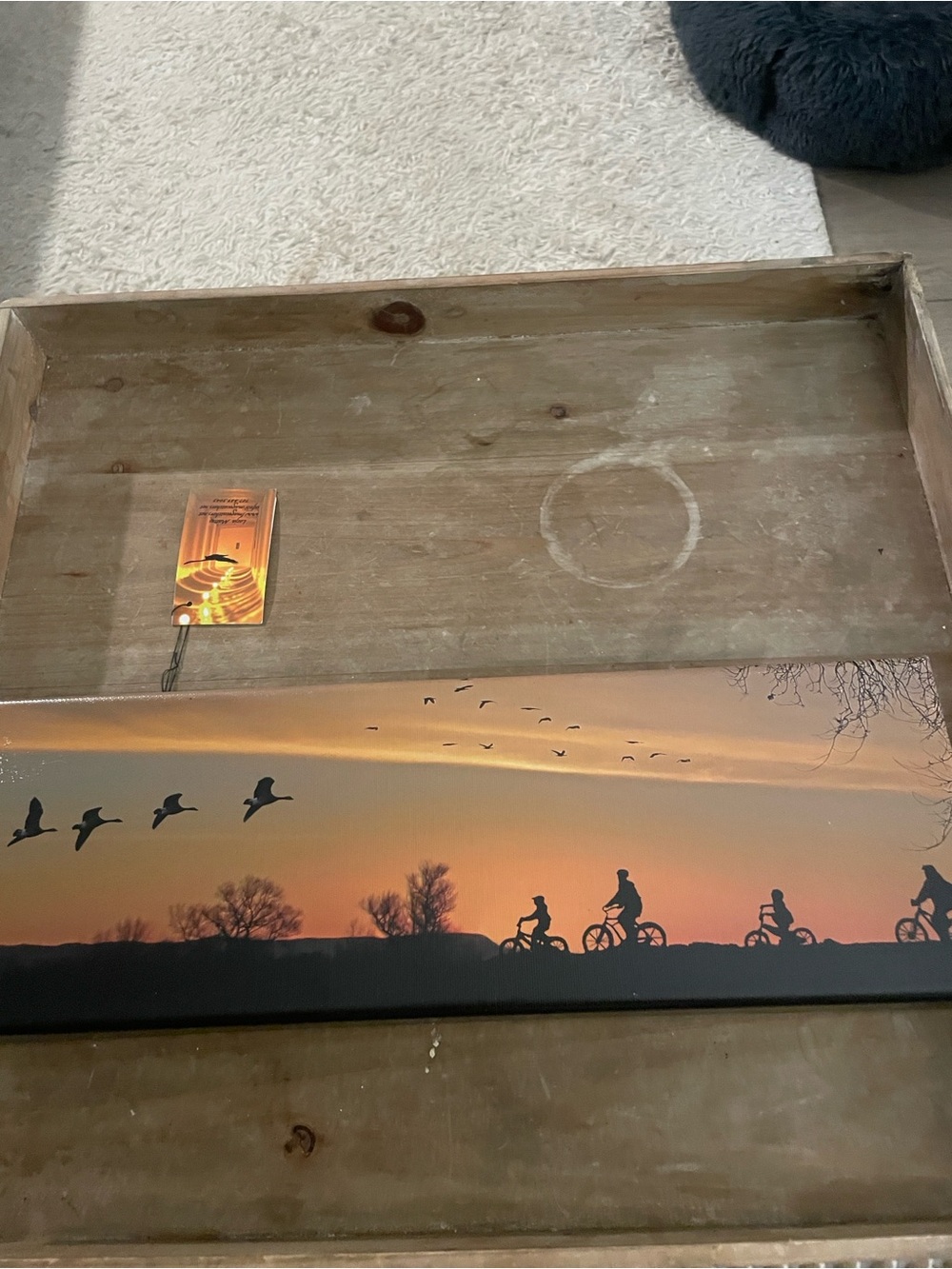 Cycling Sunset Canvas Art Print in Orange - Unbranded